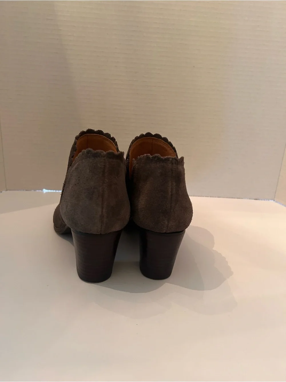 Jack Rogers Gray Suede Scallop-Trim Ankle Booties